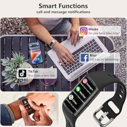 FITVII FINO 2 Slim Fitness Tracker, Smart Watch with Blood Oxygen, Sleep Monitor, 24/7 Heart Rate & Blood Pressure, IP68 Waterproof Health Activity Trackers with Calories Step Counter for Women Men