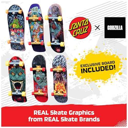 TECH DECK, Godzilla Sk8shop Fingerboard Bonus Pack, Collectible and Customizable Mini Skateboards, Kids Toys for Ages 6 and up