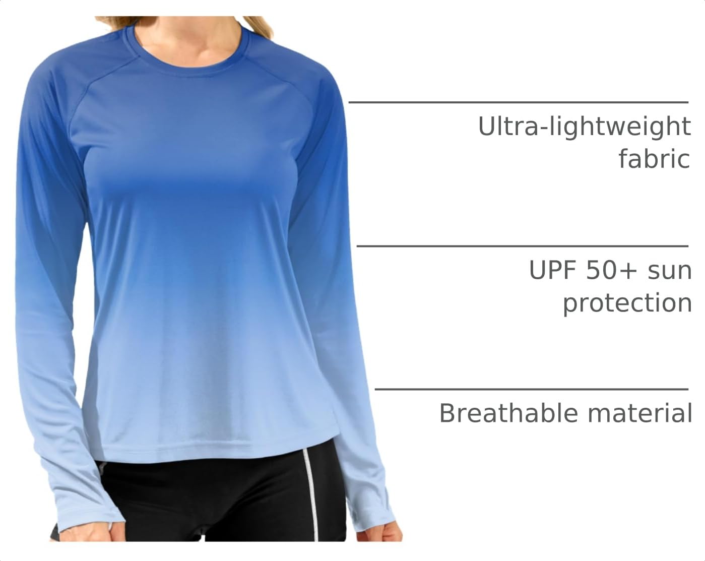 Women's UPF 50+ Sun Shirts Long Sleeve UV Protection Rash Guard Lightweight Quick Dry Workout Hiking Tops for Women