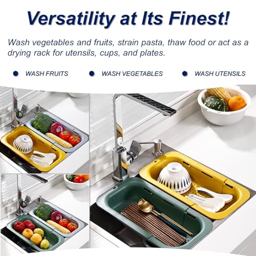 Extendable Sink Colander Strainer Basket Gray - Collapsible Drainer for Vegetables, Pasta, and Dishes