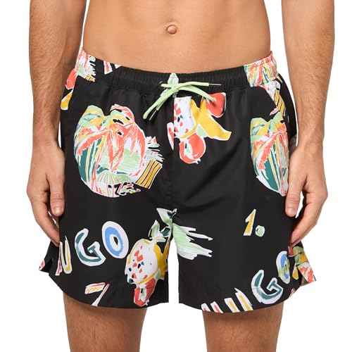 HUGO Men's Standard Tropical Leaf Swim Trunk
