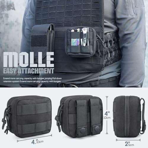 Black 2 Pack Small Molle Pouch Mini Tactical EDC Belt Organizer
