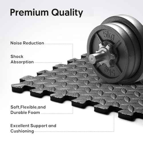 Home Gym Mat, Puzzle Exercise Mat, EVA Interlocking Foam Floor Tiles for Home Workout Equipment and Kids' Play Areas - Black, 24 in x 24 in x ¨ö in - 12 Tiles (Black, 12 Pack, 48 SQ FT)