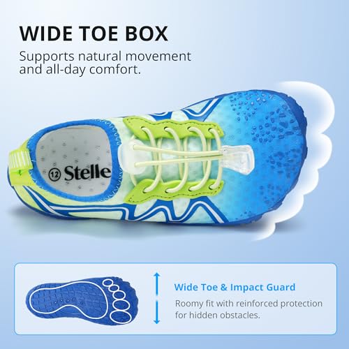 Stelle Kids Water Shoes - Quick Dry Barefoot with Drawstring - 13 Little Kid / Lume Lagoon