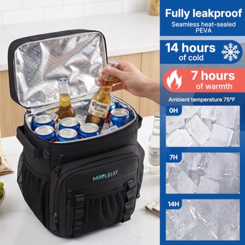 MAPLELILY Insulated Leakproof Backpack Cooler - Vibrant Orange, 12-Hour Ice Retention