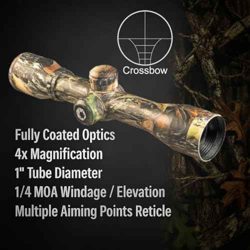 Barska 4x32mm Contour Crossbow Scope ? Multi-Point Aiming, 1-Inch Tube, Windage/Elevation Turrets, Long Eye Relief, Lightweight, Durable, for Crossbows, Deer Hunting, Target Practice