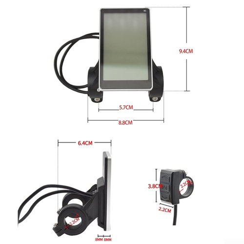 Electric Bike LCD Display Meter,24V 36V 48V 60V Speedometer Control Panel For E-Bike Scooter With ABS Shell,Waterproof Cable M5 LED Screen