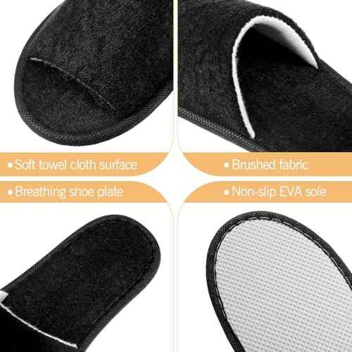 12 Pairs House Slippers for Guests Disposable Open Toe Spa Slippers Unisex Travel Slipper Bulk for Halloween Christmas Wedding Party