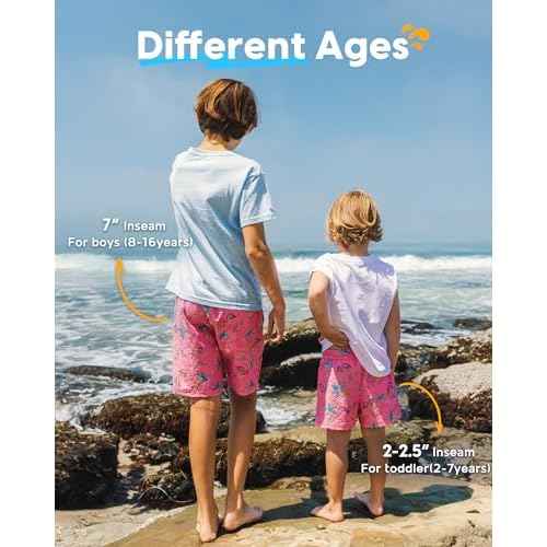 maamgic Boys Swim Trunks with Compression Liner Toddler Stretch Swim Shorts