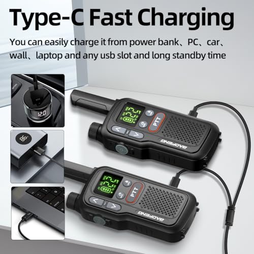 Colorful Long Range Walkie Talkies 6 Pack Rechargeable for Adults