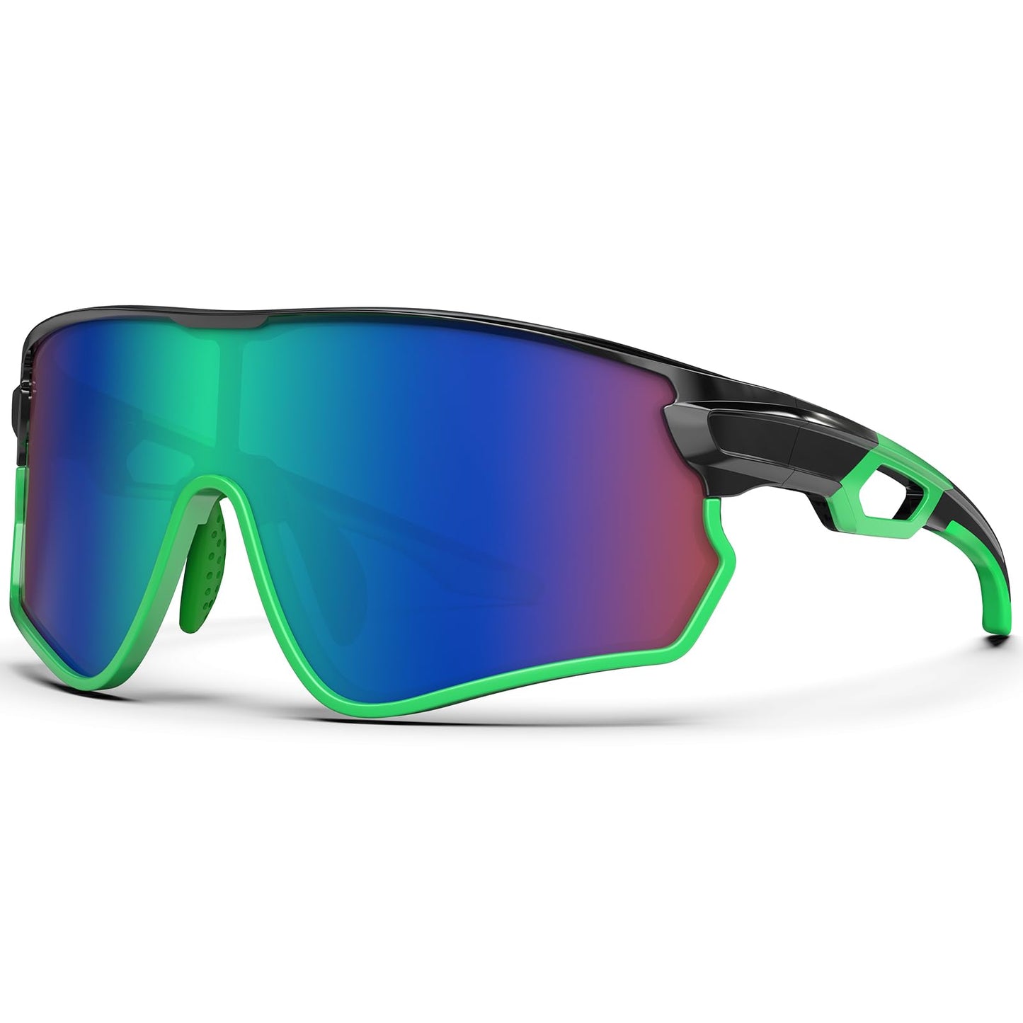 BEACOOL Polarized Sports Sunglasses for Men Women Youth Baseball Fishing Cycling Running Hiking Motorcycle Tac Glasses UV400 (GlossyBlack Green)