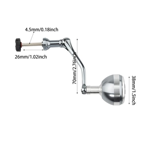 Vaveren Fishing Reel Rotary Knob Power Handle Metal Single Rocker Arm DIY Fish Gears Repair Accessory Reel Knob Power Handle Grip, L