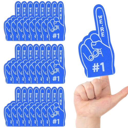 24 Pcs Mini Foam Fingers Baseball Party Favors We Are #1 Sports Foam Finger For Dodgers Fans Field Day Accessories Team Present Purple Party Decorations (Blue)