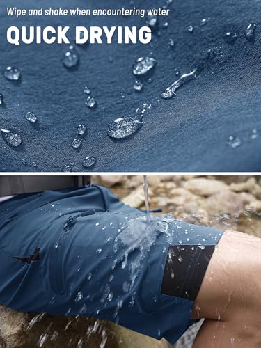 Men's Hiking Cargo Shorts 10 Inch with Zipper Pockets Quick Dry Casual Stretch for Summer - Blue Grey, Size 36