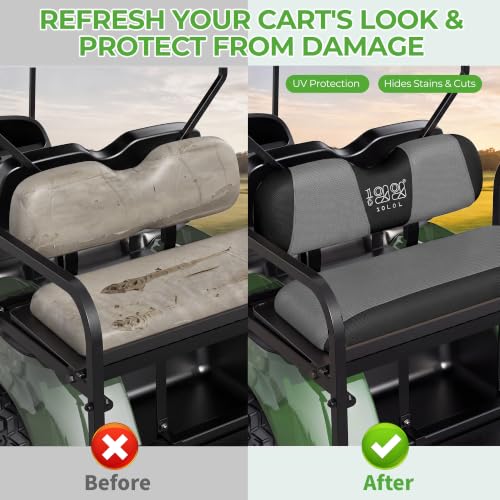 Golf Cart Seat Covers for Yamaha EZGO & Club Car - Dark Gray & Black, Universal Fit