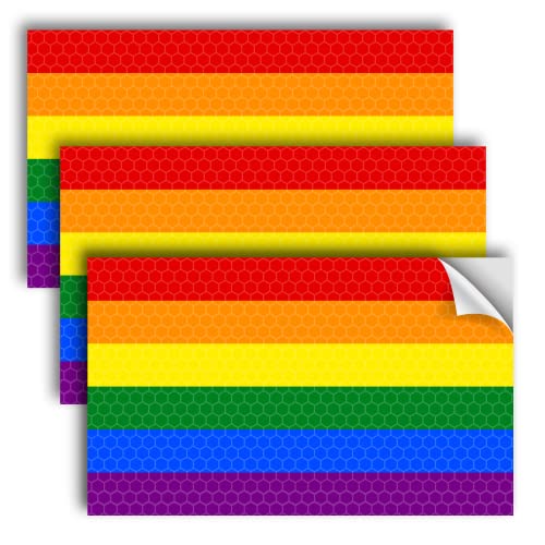 LGBTQ Pride Rainbow Flag Reflective Stickers 3-Pack - Support Equality, Bumper Decals - Variation of LGBTQ