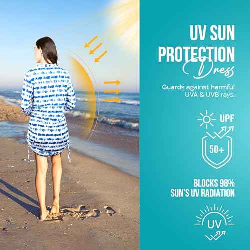 Banana Boat UPF 50+ Women's Adjustable Long Sleeve Swim Dress with UV Sun Protection Floral Design | Breathable Sun Dress