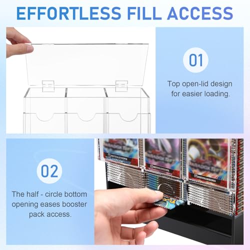 CHEPULA 3-Slot Flip Top Booster Pack Dispenser Acrylic Card Organizer