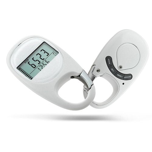 Simple Pedometer for Walking, Accurate Step Tracker with Carabiner, 3D Step Counter for Men Women Kids Seniors (White)