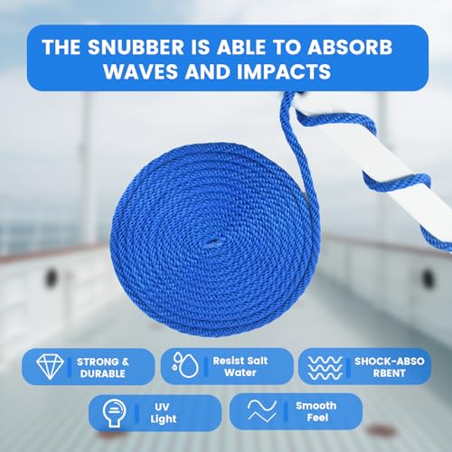 Blue 3/8-Inch x 20-Foot Marine Dock Line with Eyelet & Snubber - 1920lbs