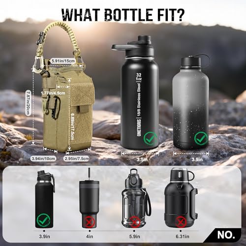 OneTigris Tactical Molle Water Bottle Holder 16-32 oz - Brown