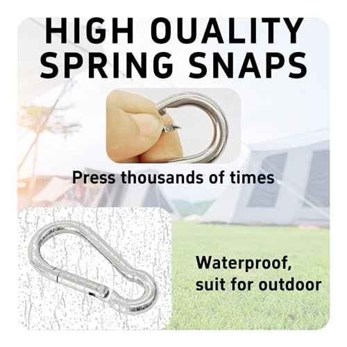 10PCS M6 Spring Snap Hooks, 2.38 Inch 304 Stainless Steel Quick Link Carabiners, Secure Locking Clips for Outdoor Activities, Hammock Setup, Dog Leash & Keychain Connection
