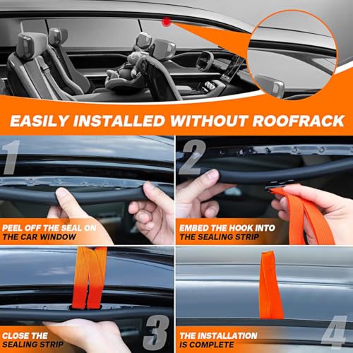 Orange Rooftop Cargo Tie Down Hooks - Secure Car Roof Bags & Carriers