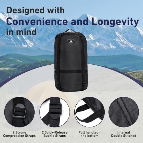 Black 45L Compression Sack for Camping & Hiking Gear - Space Saving Water Resistant Nylon Storage Bag