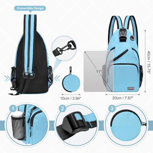 Small Sling Bag with Coin Pocket for 11-Inch Tablets - Large, Blue