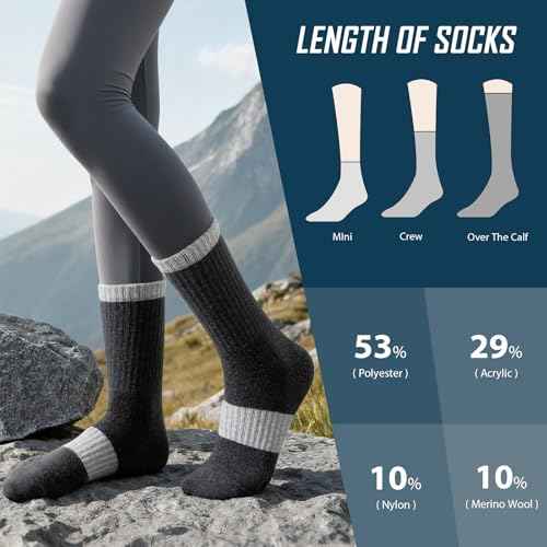 Pleneal Wool Hiking Socks for Women Men - Merino Womens Wool Hiking Socks Winter Warm Thermal Thick Cushion Boot Crew Sock