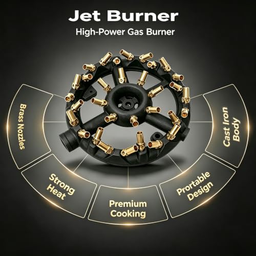 Outdoor Gas Stove with 32 Brass Tips - Propane Jet Burner for Camping & Turkey Frying - GB-32