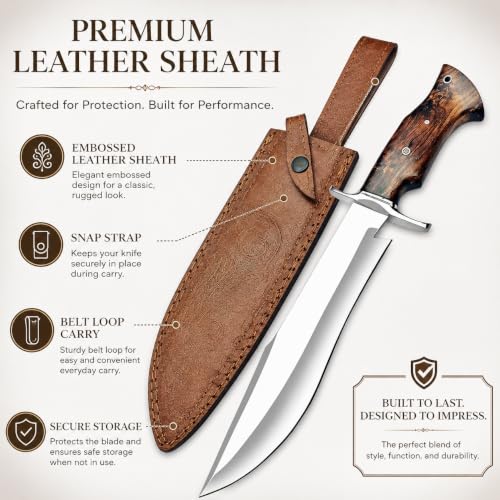 14-Inch D2 Steel Fixed Blade Hunting Knife with Sheath