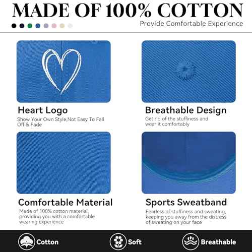 Zando 2025 Trendy Heart Baseball Caps for Women Men Girls Dad Adjustable Cute Cotton Ball Cap for Running Golf Tennies Travel