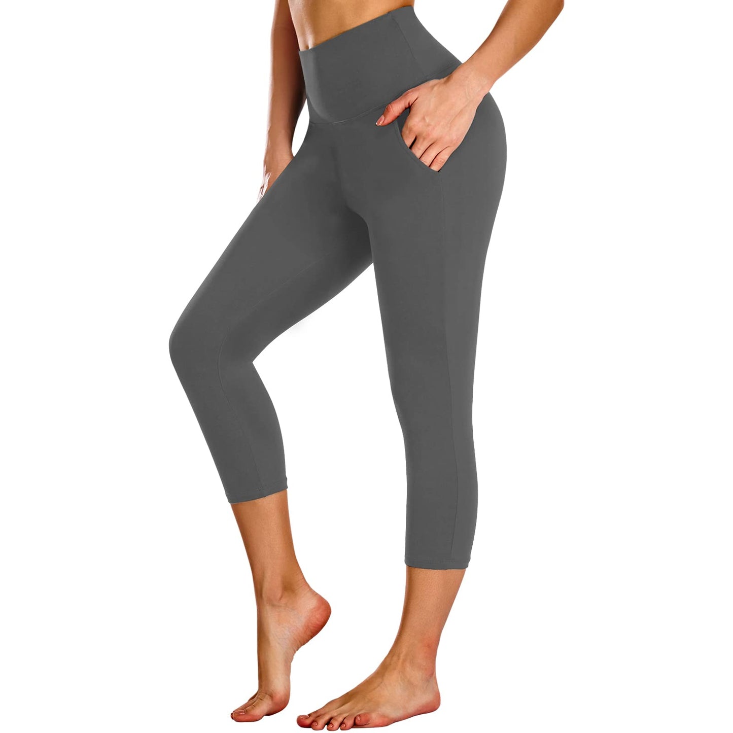 Capri Leggings for Women with Pockets,High Waisted Yoga Pants Tummy Control Black Leggings Workout Capris Womens Leggings with Pockets Buttery Soft Stretch Yoga Leggings for Cycling Running Athletic