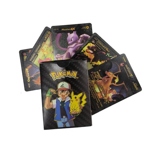 55 PCS Black Foil Trading Cards – VMAX, GX, EX Style Cards – Limited Edition Collectible TCG Deck Box – Rare Shiny Cards for Kids, Fans & Collectors – No Duplicates