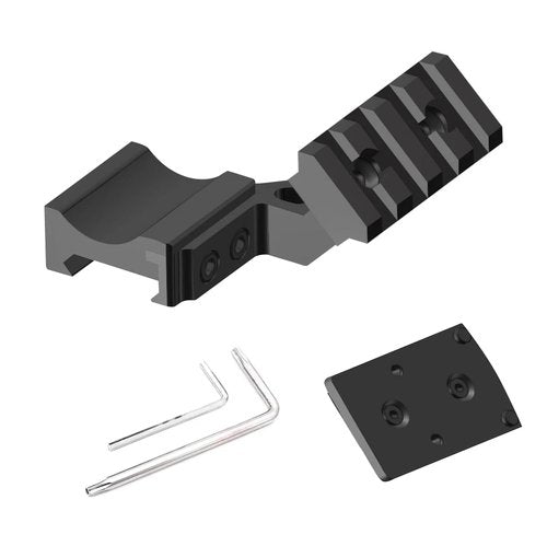 Gotical 45 Degree Angled Low Profile Offset Picatinny Rail Side Mount Adapter with Build-in 4-Slot 1.7 Inch Picatinny Rail, Red Dot Riser Black Finish Type III Hard Coat Anodized