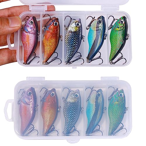 5pcs Lipless Crankbait Set - 2.17in 0.48oz Fishing Lures for Freshwater and Saltwater Bass Trout Walleye Redfish Pike, B:2.17in/0.48oz