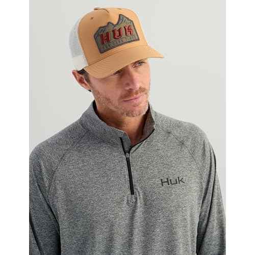 HUK Mens Airweight 1/4 Zip, Lightweight Performance Long Sleeve Pullover with UPF Sun Protection, Volcanic Ash Heather, 3X-Large