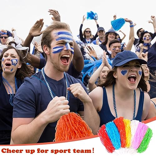 24PCS Cheerleading Pom Poms with Handles - Royal Blue & Orange for Sports & Dance