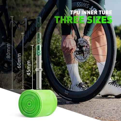 2-Pack CYCLAMI TPU Inner Tube 700C x 18/23/25/28/30/32C for Road Bike Tire Metal/Plastic Presta Valve Upgraded Durability Bicycle Tube 45/60/80MM Length of French Valve