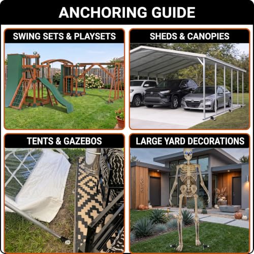 6 x 12-Inch Heavy Duty Trampoline Anchors Set for High Wind Stability