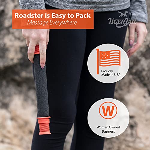 11 Inch Deep Tissue Foam Roller - The Roadster Handheld Massage Stick - Orange & Black - Made in USA