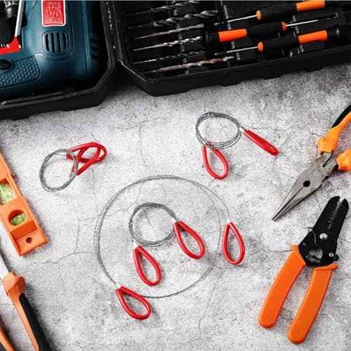 4 Pcs Stainless Steel Cable Saw, Metal Wire Saw Hand Pocket String Emergency Survival Rope Cutting Tools PVC Pipe Cutting Tool for Wood Camping Hiking Hunting, 23.62 Inch(Red)