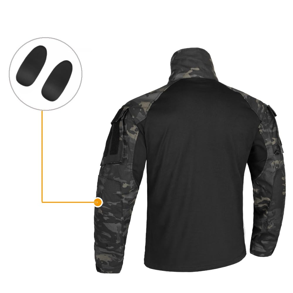 KRYDEX Tactical G3 Combat Shirt Rapid Assault Long Sleeve Shirt with Elbow Pads (MCBK, Medium)