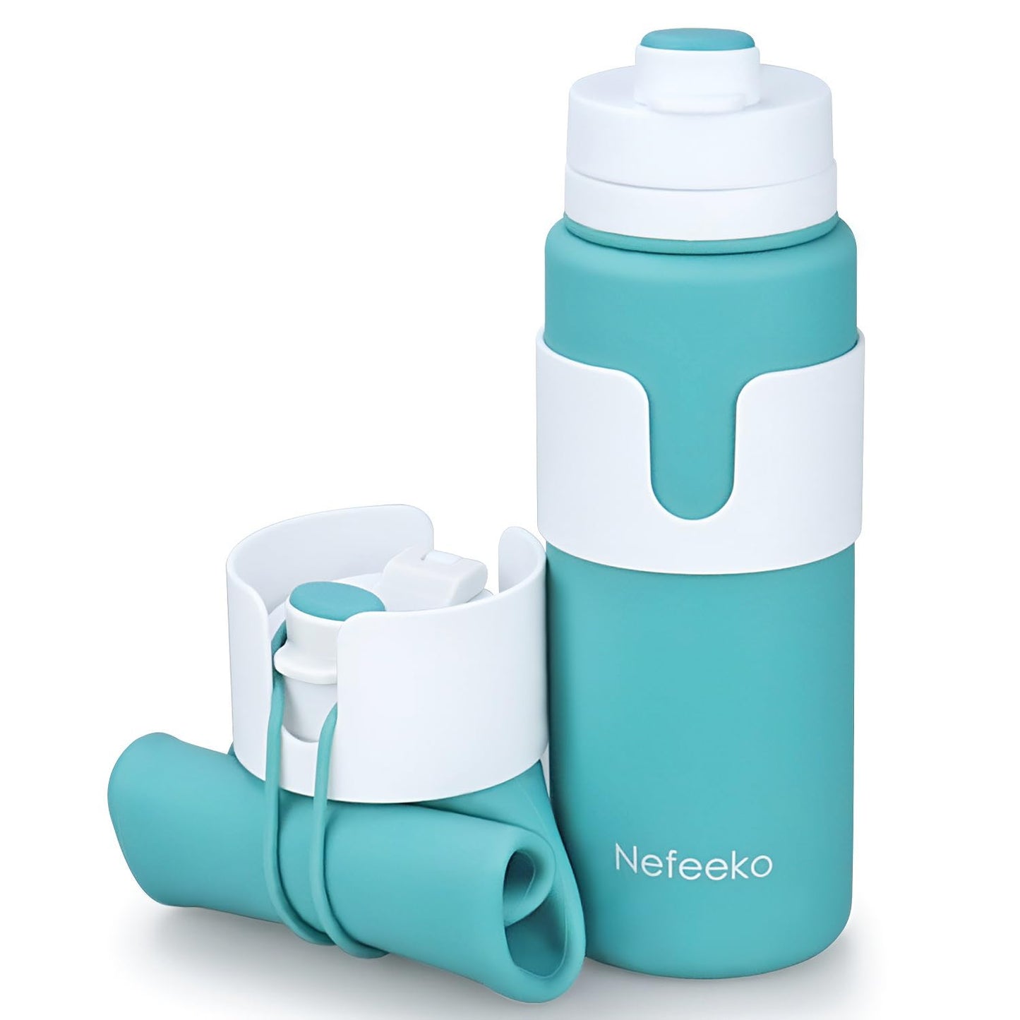 Nefeeko Collapsible Water Bottle, BPA Free 26oz Foldable Water Bottle for Travel Sports, Leak-Proof Spill-Proof Portable Water Bottles with Carabiner, Lightweight (Green)