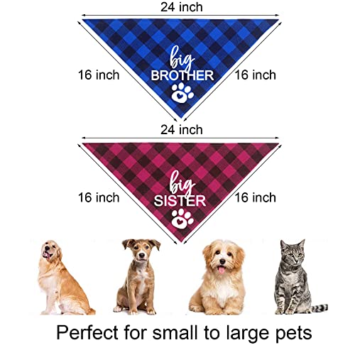 Pregnancy Announcement Dog Bandana - Blue and Pink Big Brother Big Sister Plaid for Dogs (Variation of THIS listing)