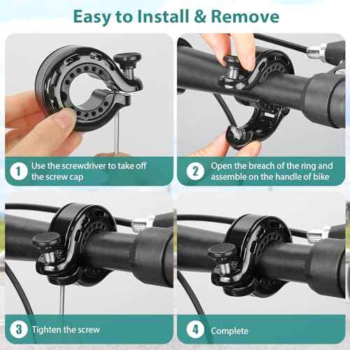 Bike Bell, Aluminum Alloy Bicycle Bells for Adults Kids Max 110 dB, Bike Horn Fit 22.2-31.8 mm Handlebar for Mountain Road Bike Scooter Ebike