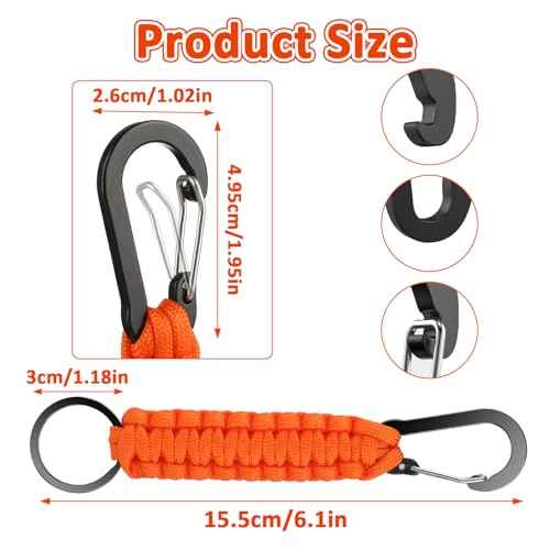 Keychain with Key Ring Paracord Key Chain Hanger Heavy Duty Clips Key Chain Strap Accessories for Backpack Outdoor Men Women