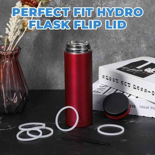 6pcs Gasket Replacement Silicone Lid Replacement Water Bottle Gasket Replacement with Tweezers for Hydroflask Hydro Flask Wide Mouth Lid Water Bottles Leak Proof O Ring Seal Ring 2.2inch