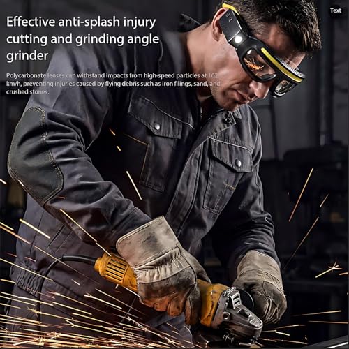 Rechargeable LED Safety Glasses with Lights, Motion Sensor & Touch Control - Blue